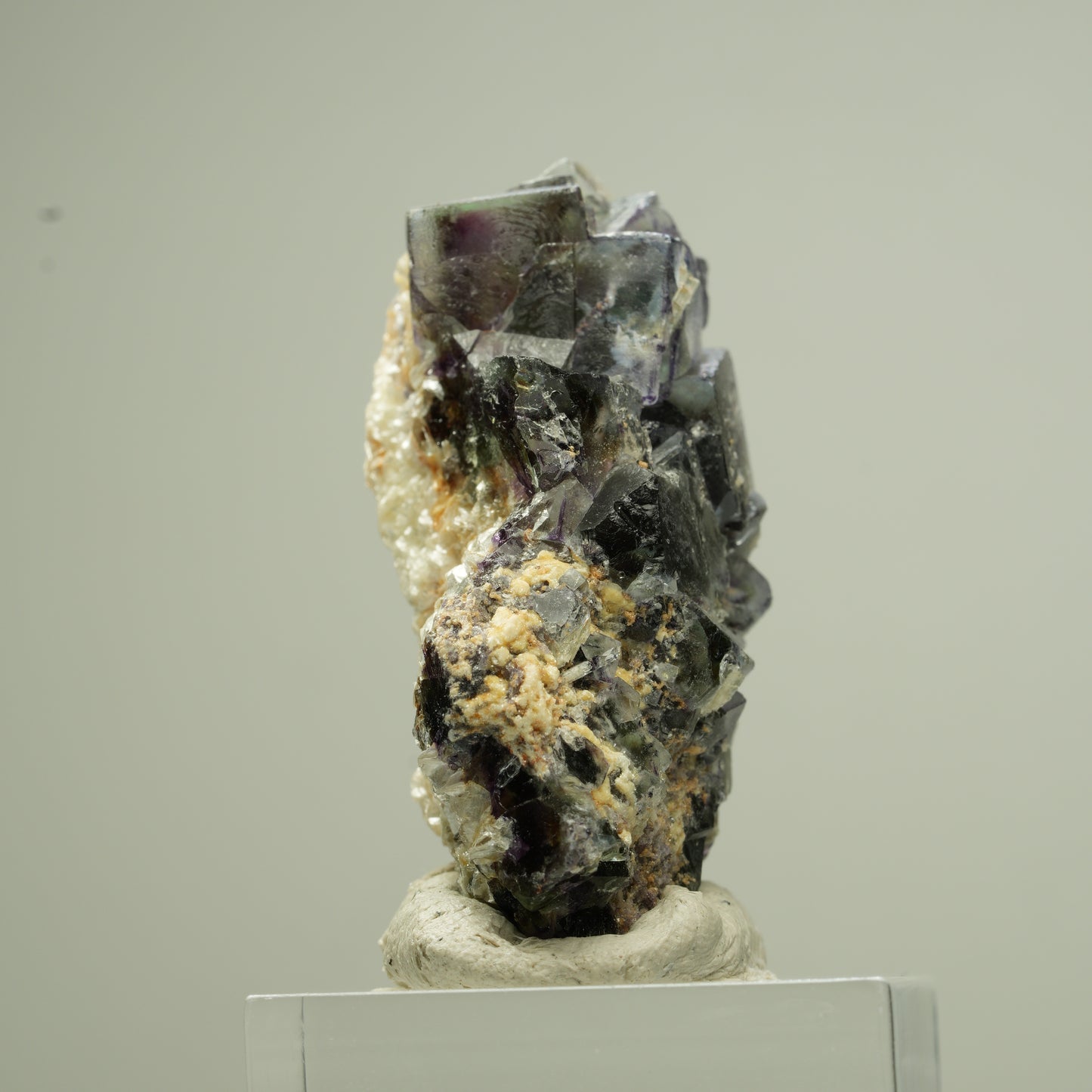 Bunte Phantom Fluorit Würfel, Schörl Turmalin, Muskovit Erongo, Namibia 43*27*19mm #13823