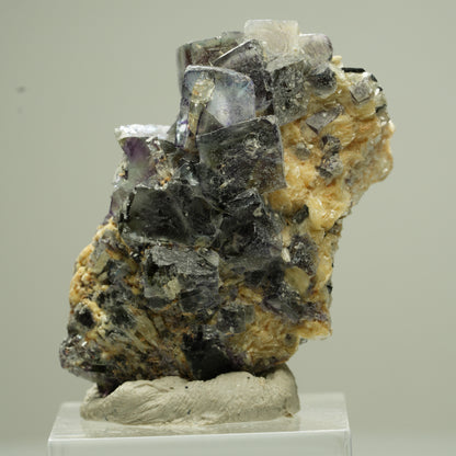 Bunte Phantom Fluorit Würfel, Schörl Turmalin, Muskovit Erongo, Namibia 43*27*19mm #13823