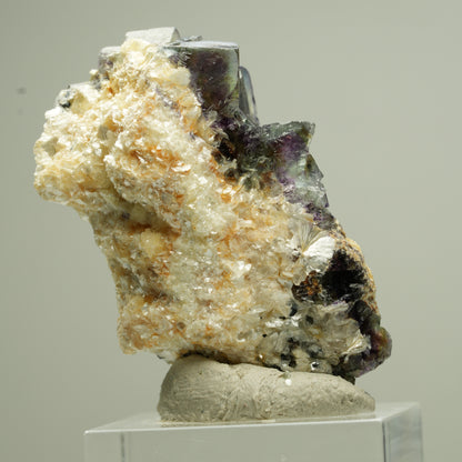 Bunte Phantom Fluorit Würfel, Schörl Turmalin, Muskovit Erongo, Namibia 43*27*19mm #13823