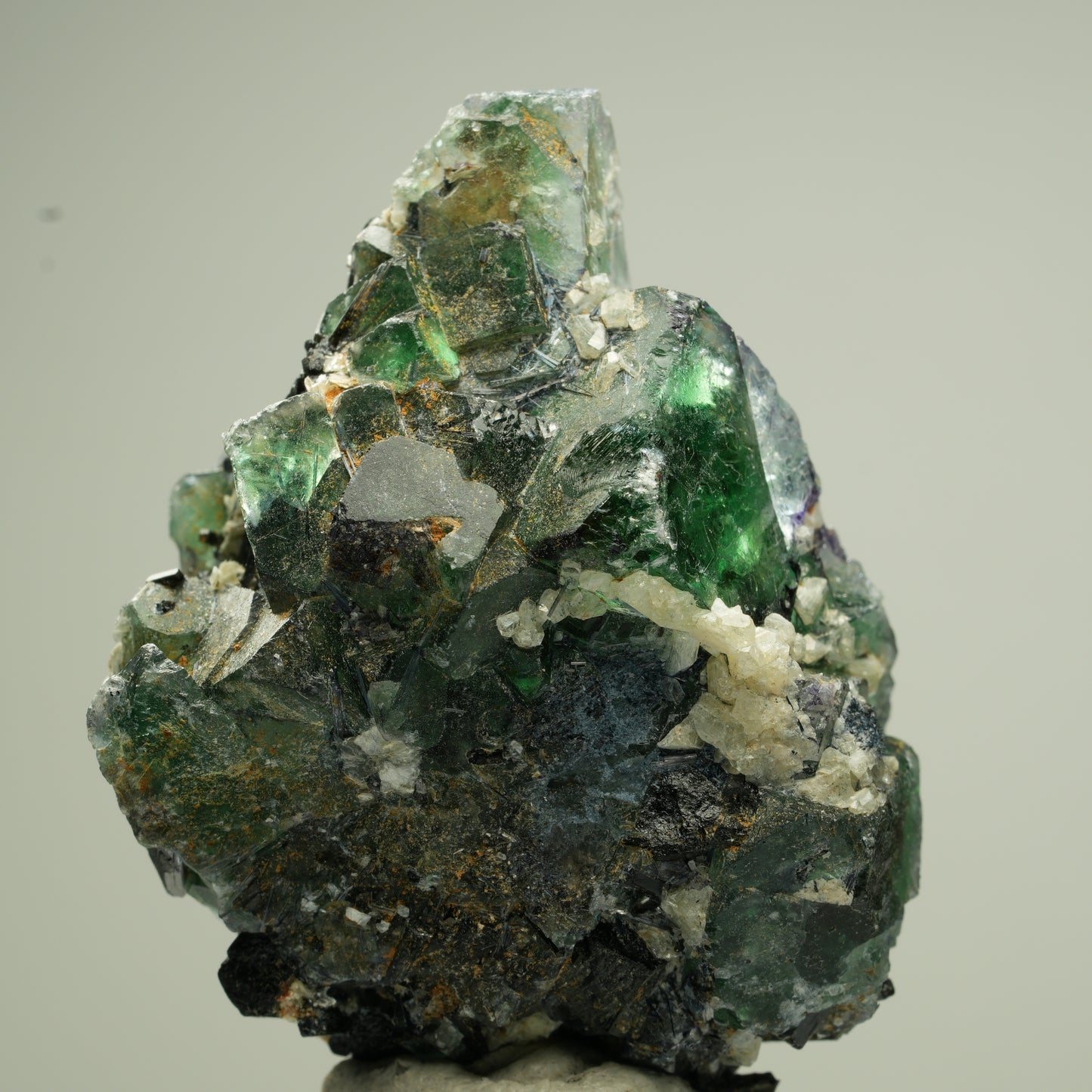 Phantom Fluorit Würfel, Schörl Turmalin, Muskovit Erongo, Namibia 50*37*21mm #13825