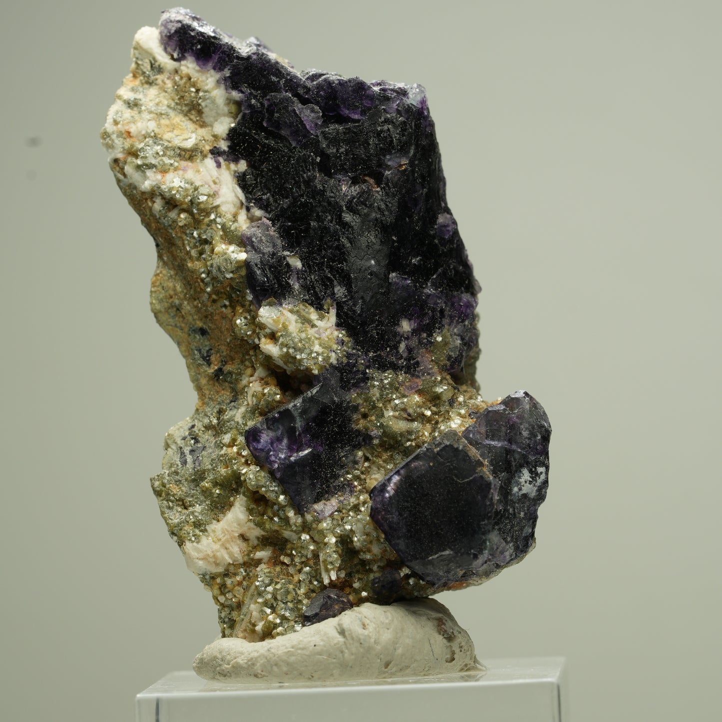 Bunte Phantom Fluorit Würfel, Schörl Turmalin, Muskovit Erongo, Namibia 50*26*24mm #13826