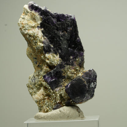 Bunte Phantom Fluorit Würfel, Schörl Turmalin, Muskovit Erongo, Namibia 50*26*24mm #13826
