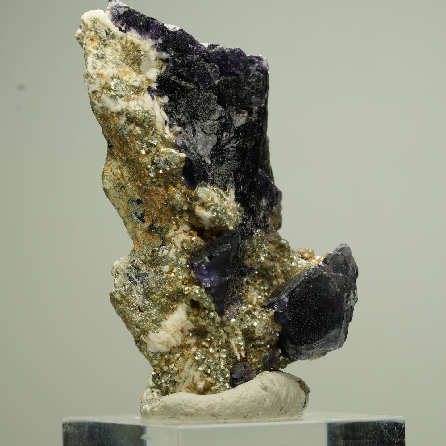 Bunte Phantom Fluorit Würfel, Schörl Turmalin, Muskovit Erongo, Namibia 50*26*24mm #13826