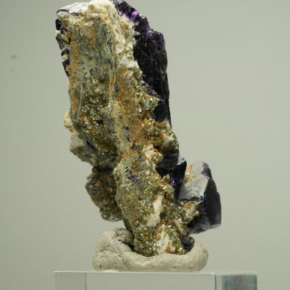 Bunte Phantom Fluorit Würfel, Schörl Turmalin, Muskovit Erongo, Namibia 50*26*24mm #13826