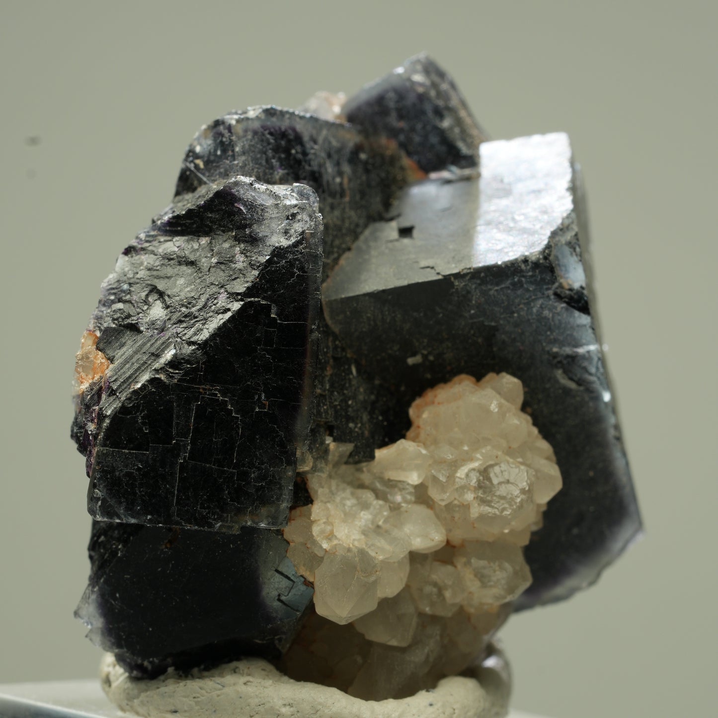 Seltene Phantom Fluorit Würfel mit Quarz Stufe, lila Erongo, Namibia 39*34*24mm #13827