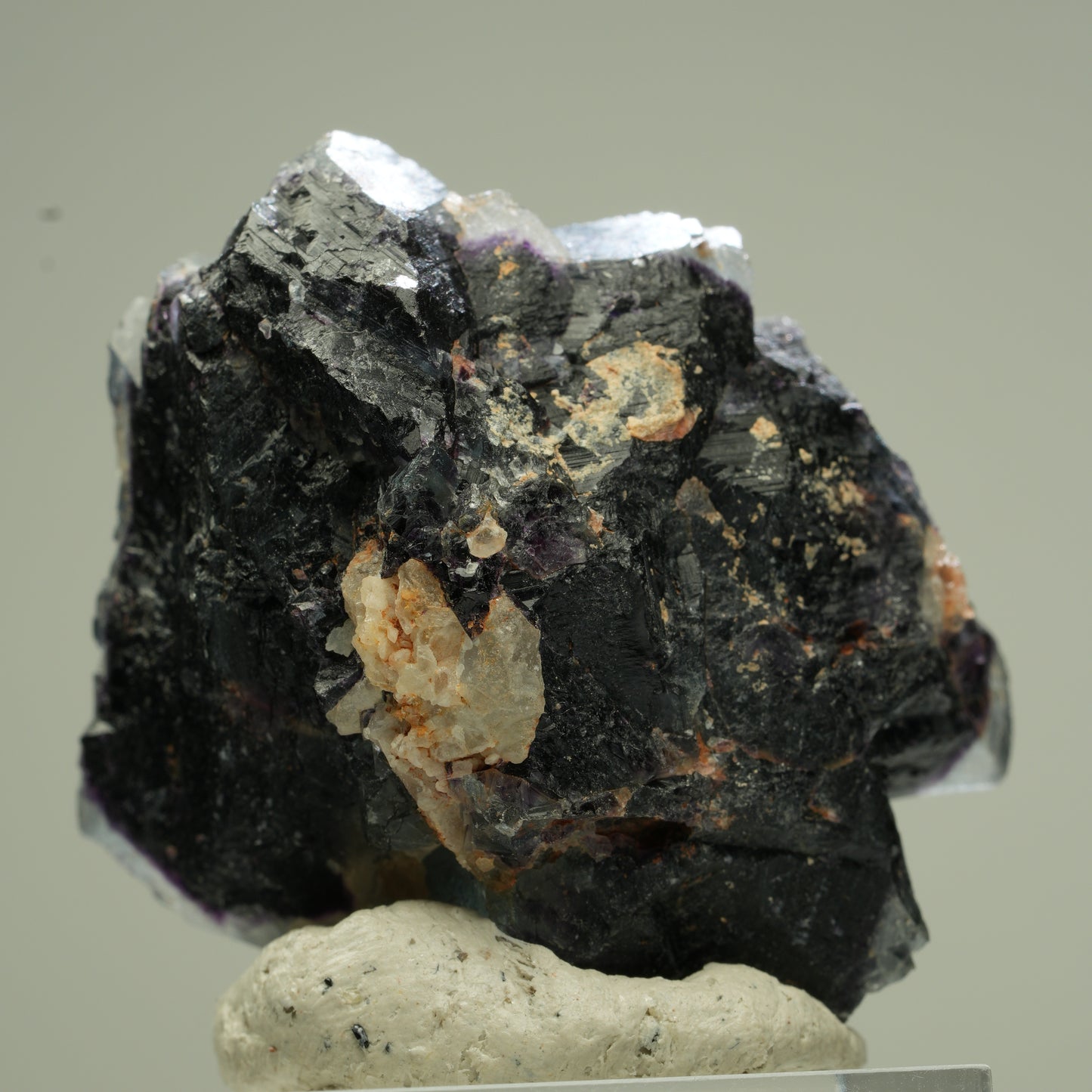 Seltene Phantom Fluorit Würfel mit Quarz Stufe, lila Erongo, Namibia 39*34*24mm #13827