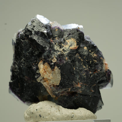 Seltene Phantom Fluorit Würfel mit Quarz Stufe, lila Erongo, Namibia 39*34*24mm #13827