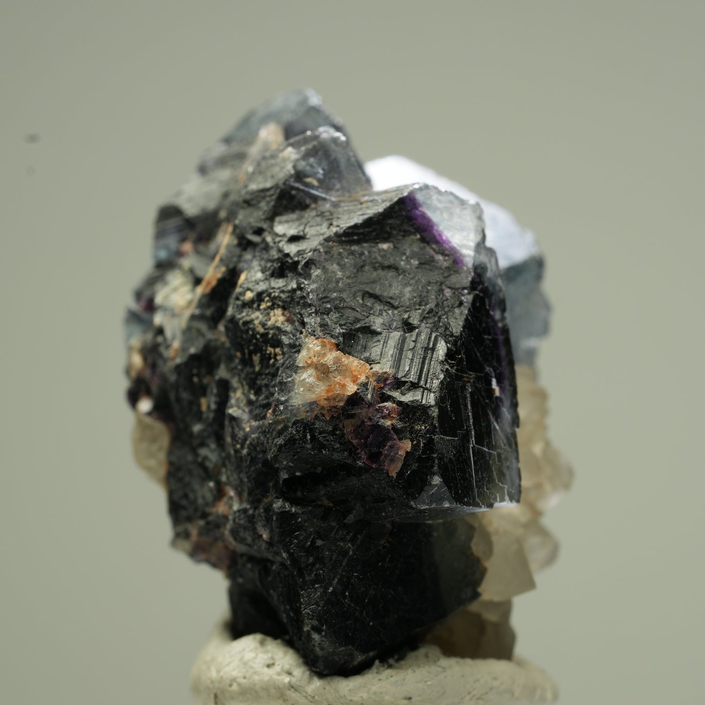 Seltene Phantom Fluorit Würfel mit Quarz Stufe, lila Erongo, Namibia 39*34*24mm #13827