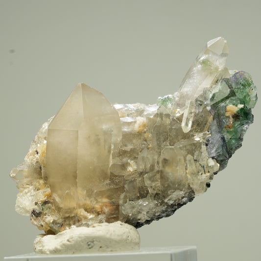 Seltene Rauchquarz, Schörl Turmalin, Phantom Fluorit Stufe Erongo, Namibia 48*26*19mm #13831