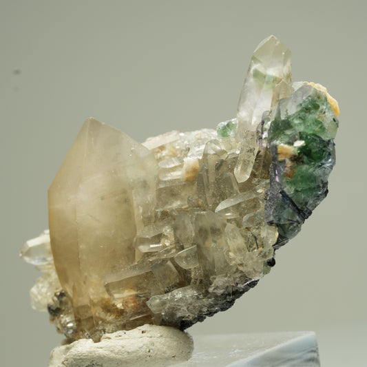 Seltene Rauchquarz, Schörl Turmalin, Phantom Fluorit Stufe Erongo, Namibia 48*26*19mm #13831