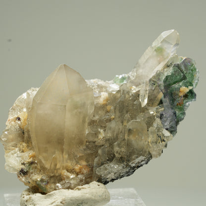 Seltene Rauchquarz, Schörl Turmalin, Phantom Fluorit Stufe Erongo, Namibia 48*26*19mm #13831