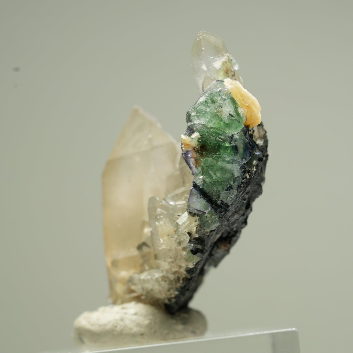 Seltene Rauchquarz, Schörl Turmalin, Phantom Fluorit Stufe Erongo, Namibia 48*26*19mm #13831