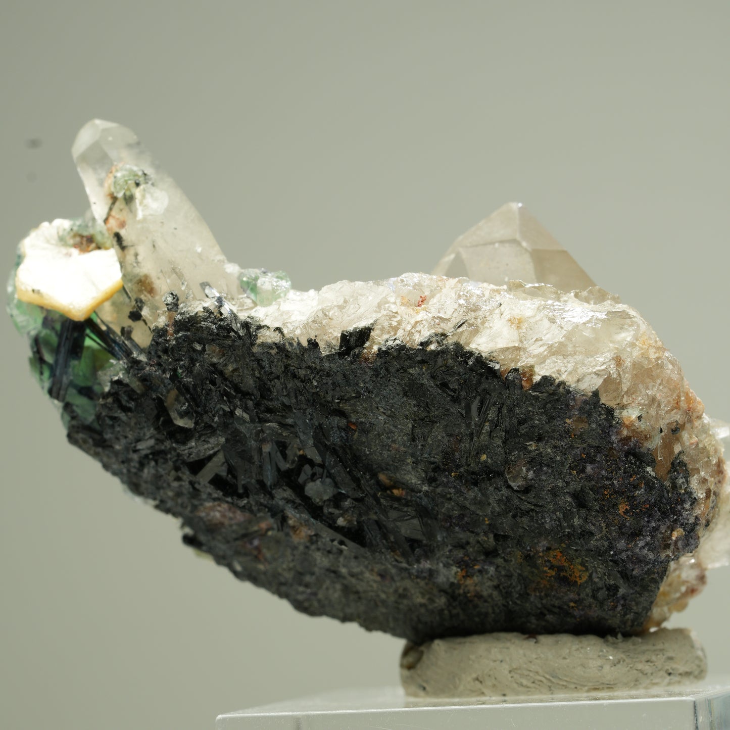 Seltene Rauchquarz, Schörl Turmalin, Phantom Fluorit Stufe Erongo, Namibia 48*26*19mm #13831