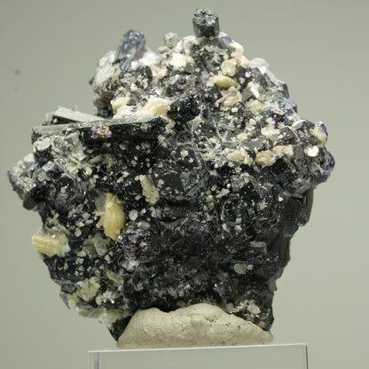 Bunte Phantom Fluorit, Schörl Turmalin, Hyalit Opal, Muskovit Erongo, Namibia 46*44*31mm #13832