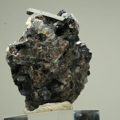 Bunte Phantom Fluorit, Schörl Turmalin, Hyalit Opal, Muskovit Erongo, Namibia 46*44*31mm #13832