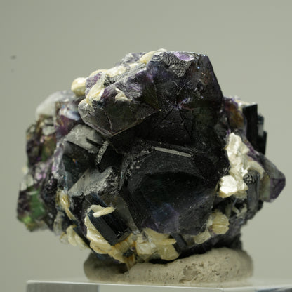 Bunte Phantom Fluorit, Schörl Turmalin, Hyalit Opal, Muskovit Erongo, Namibia 35*33*29mm #13833