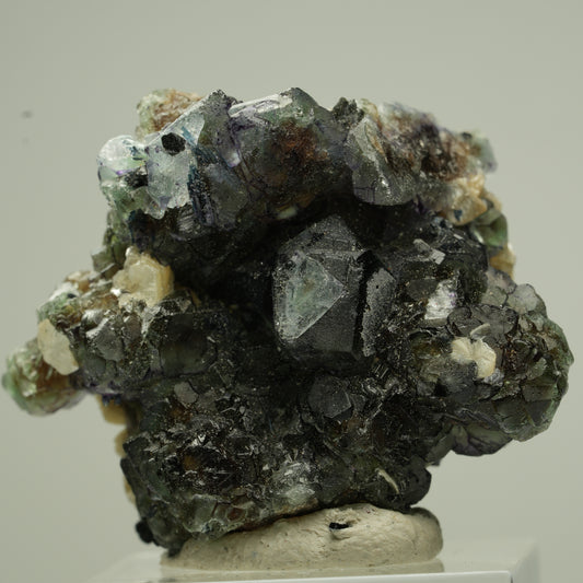 Bunte Phantom Fluorit Würfel, Schörl Turmalin, Muskovit Erongo, Namibia 38*34*24mm #13835