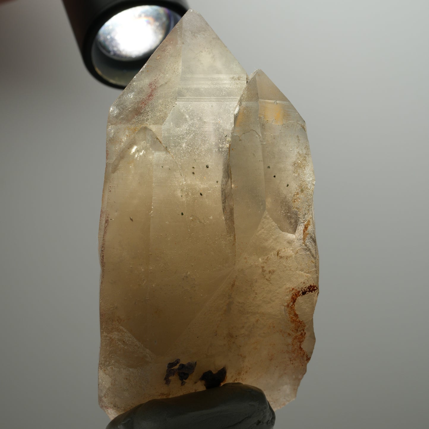 XL Skelett Rauchquarz Kristall Spitze mit Hyalit Opal Erongo, Namibia 112*58*41mm #13907