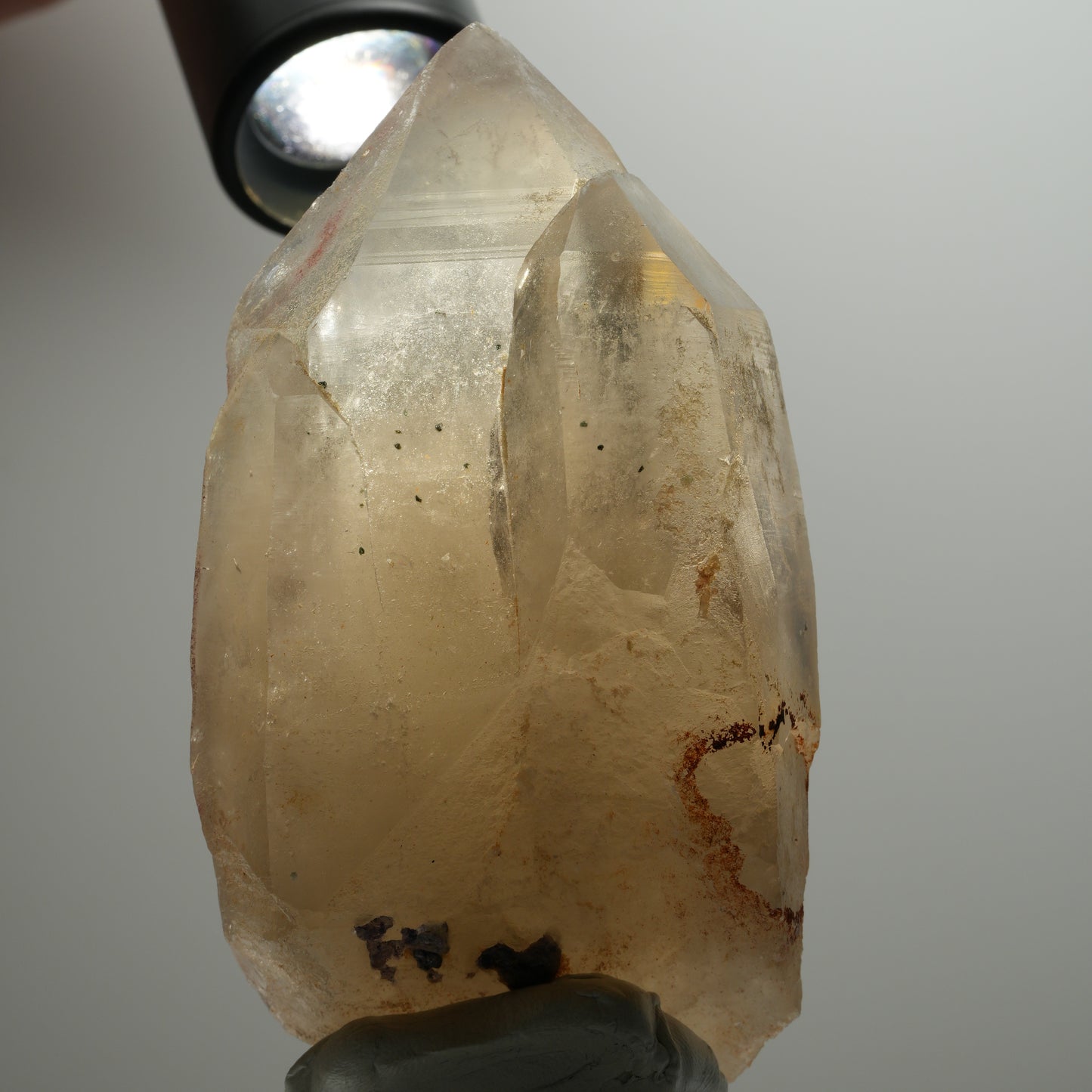 XL Skelett Rauchquarz Kristall Spitze mit Hyalit Opal Erongo, Namibia 112*58*41mm #13907
