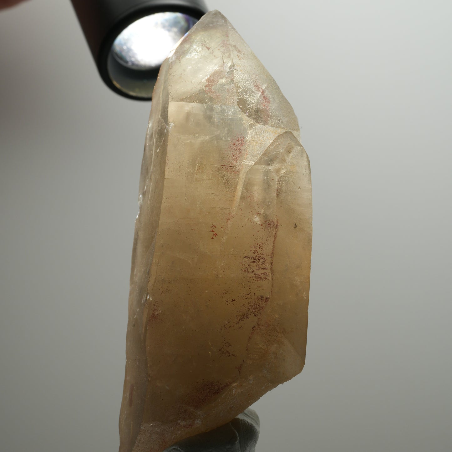 XL Skelett Rauchquarz Kristall Spitze mit Hyalit Opal Erongo, Namibia 112*58*41mm #13907