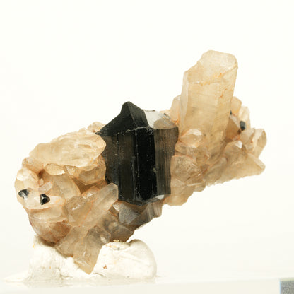 Symmetrische Schörl Turmalin, Rauchquarz Stufe Erongo, Namibia 50*27*27mm #13926