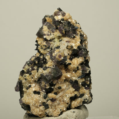 Bunte Phantom Fluorit, Schörl Turmalin, Muskovit, Rauchquarz Erongo, Namibia 68*46*31mm #13932