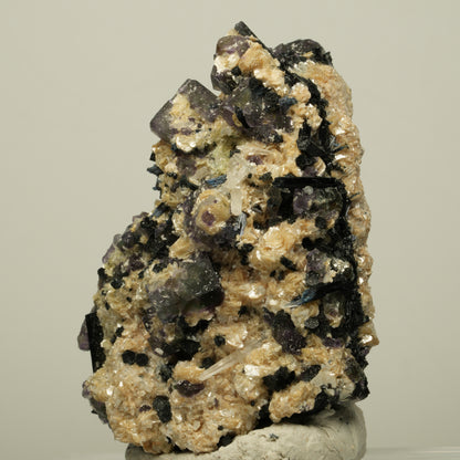 Bunte Phantom Fluorit, Schörl Turmalin, Muskovit, Rauchquarz Erongo, Namibia 68*46*31mm #13932