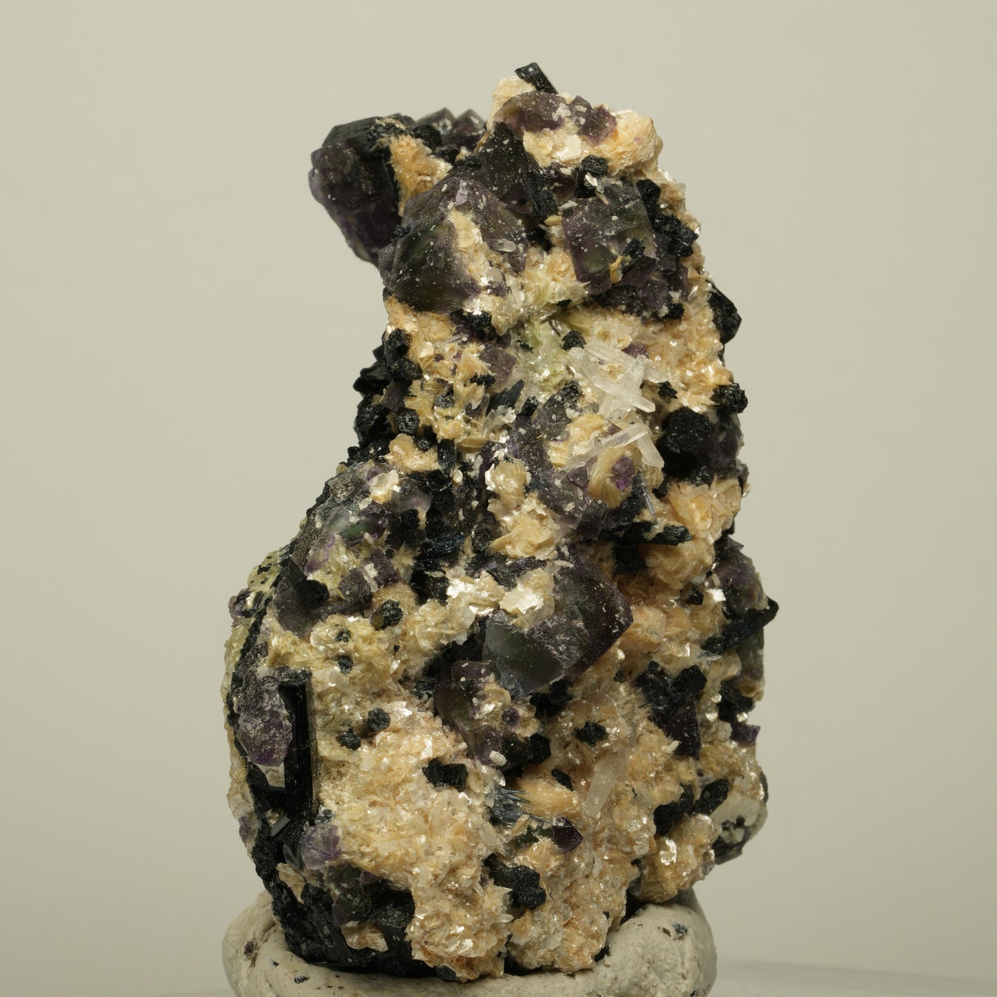 Bunte Phantom Fluorit, Schörl Turmalin, Muskovit, Rauchquarz Erongo, Namibia 68*46*31mm #13932