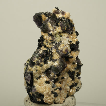 Bunte Phantom Fluorit, Schörl Turmalin, Muskovit, Rauchquarz Erongo, Namibia 68*46*31mm #13932