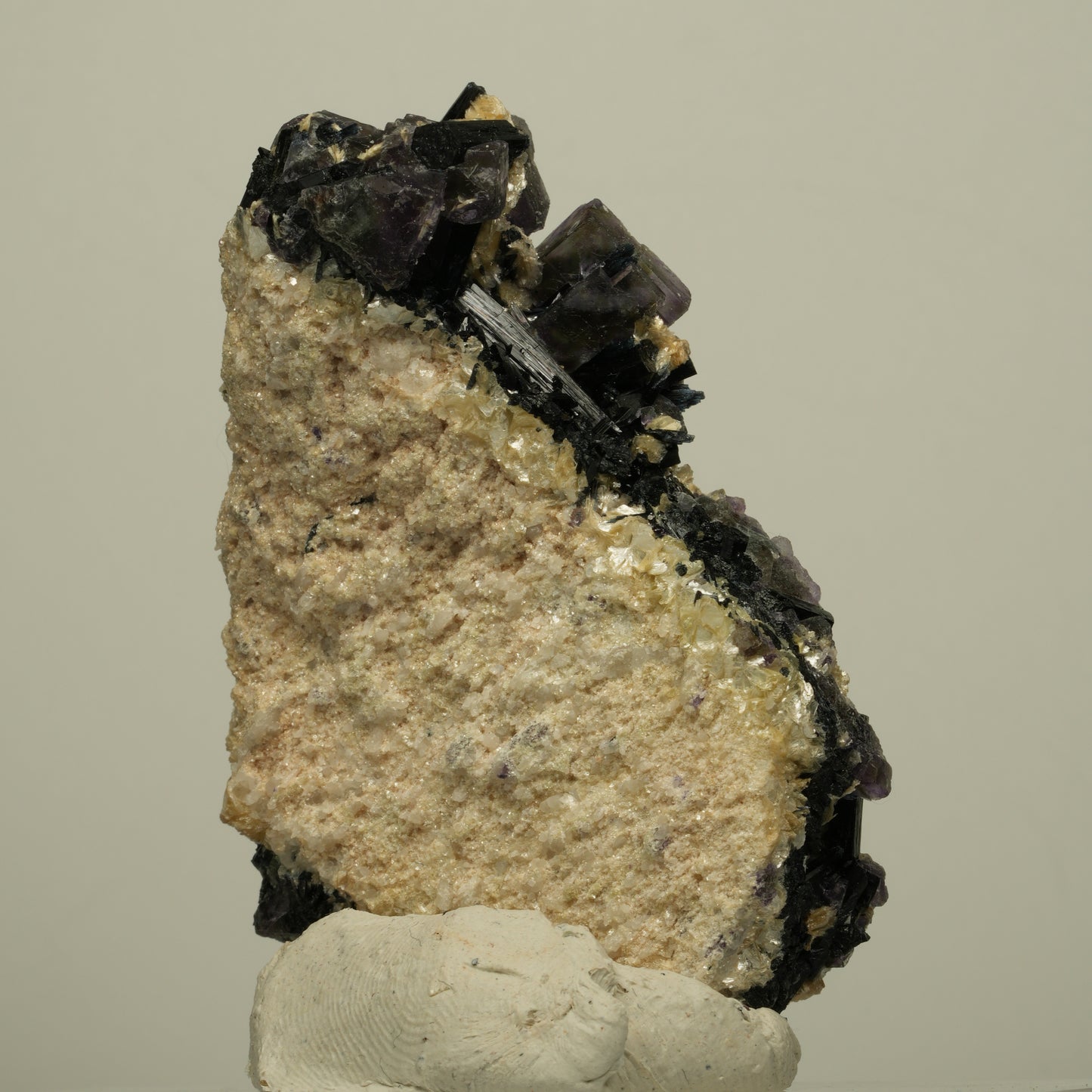 Bunte Phantom Fluorit, Schörl Turmalin, Muskovit, Rauchquarz Erongo, Namibia 68*46*31mm #13932