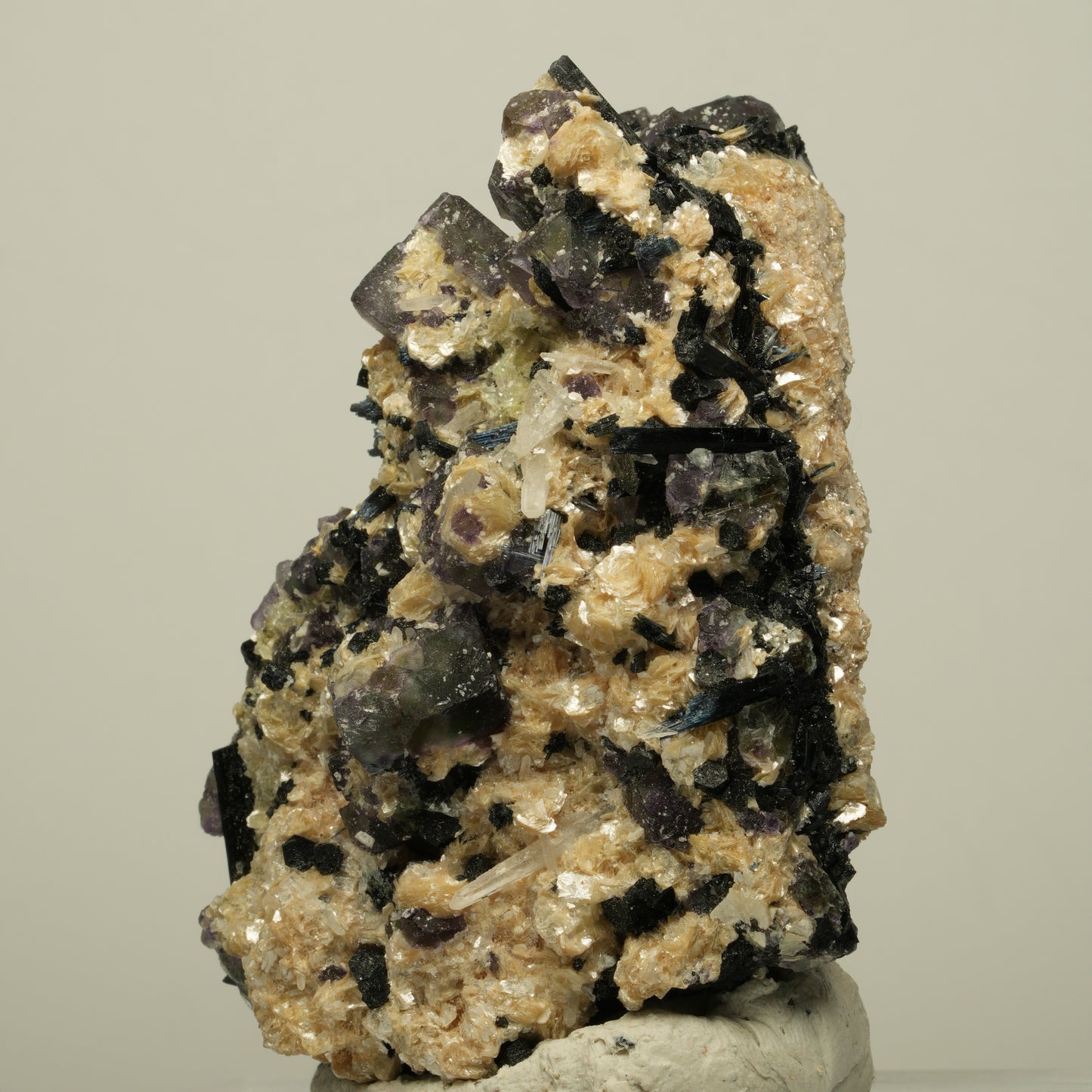 Bunte Phantom Fluorit, Schörl Turmalin, Muskovit, Rauchquarz Erongo, Namibia 68*46*31mm #13932