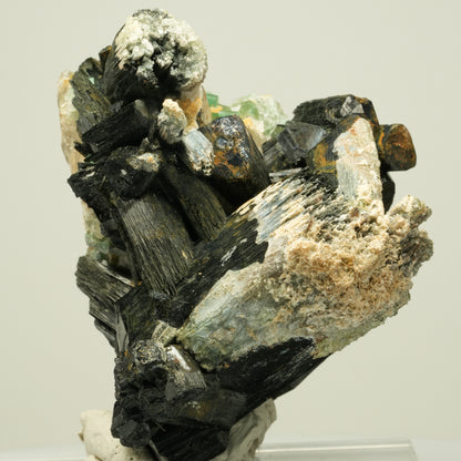 Phantom Fluorit, Schörl Turmalin, Hyalit, Rauchquarz Erongo, Namibia 83*65*56mm #13954