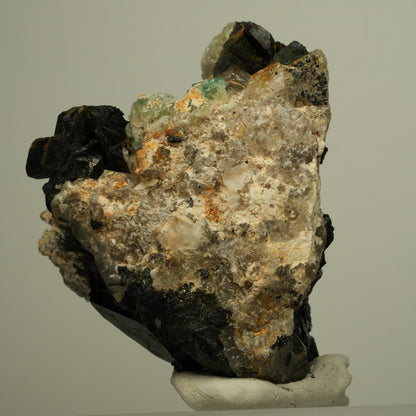 Phantom Fluorit, Schörl Turmalin, Hyalit, Rauchquarz Erongo, Namibia 83*65*56mm #13954