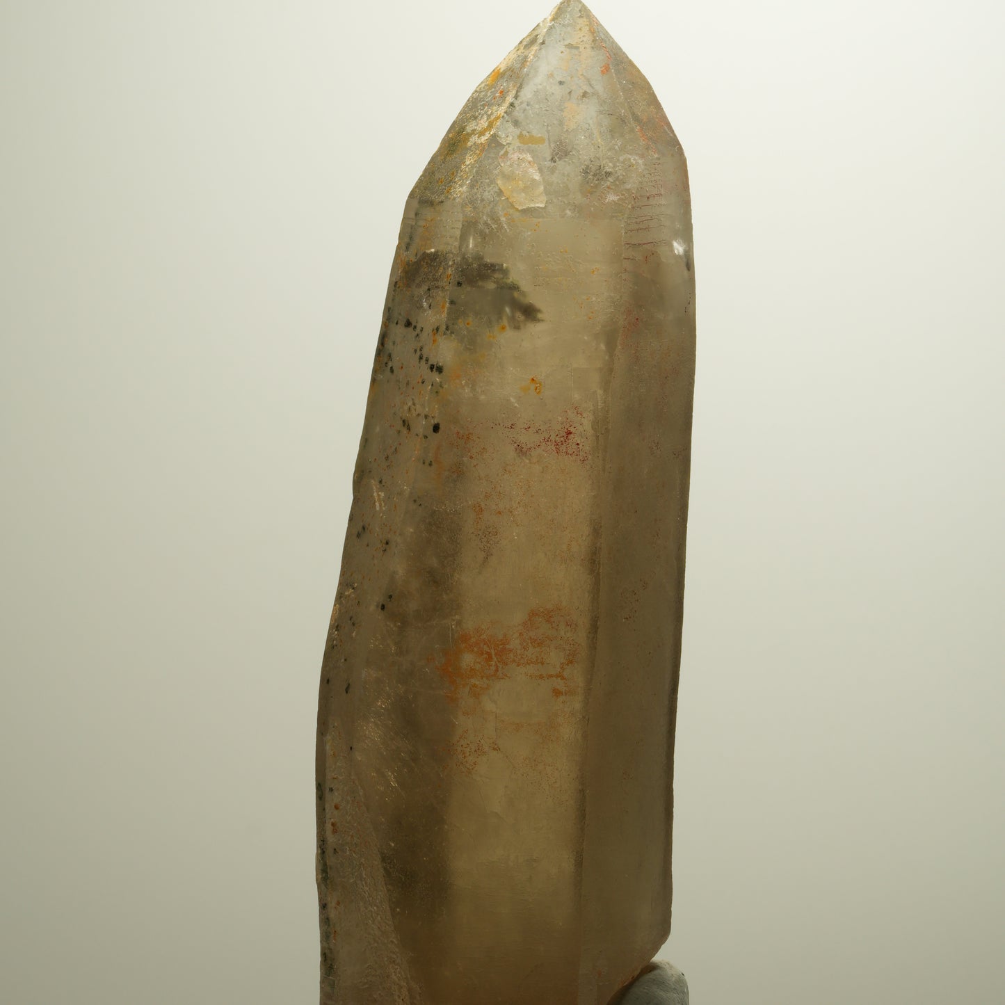 Skelett Rauchquarz mit Hyalit Opal, Schörl Turmalin Erongo, Namibia 116*40*33mm #13956