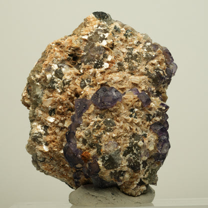 Phantom Fluorit Würfel, Schörl Turmalin, Muskovit, Orthoklas Erongo, Namibia 69*53*35mm #13965