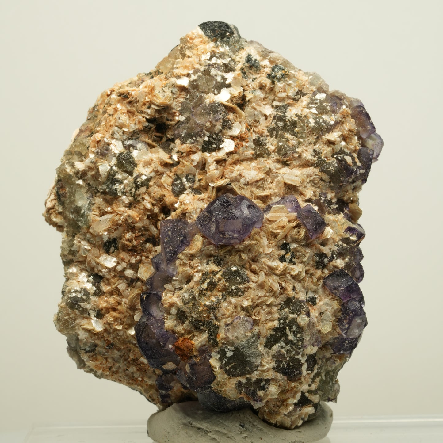 Phantom Fluorit Würfel, Schörl Turmalin, Muskovit, Orthoklas Erongo, Namibia 69*53*35mm #13965