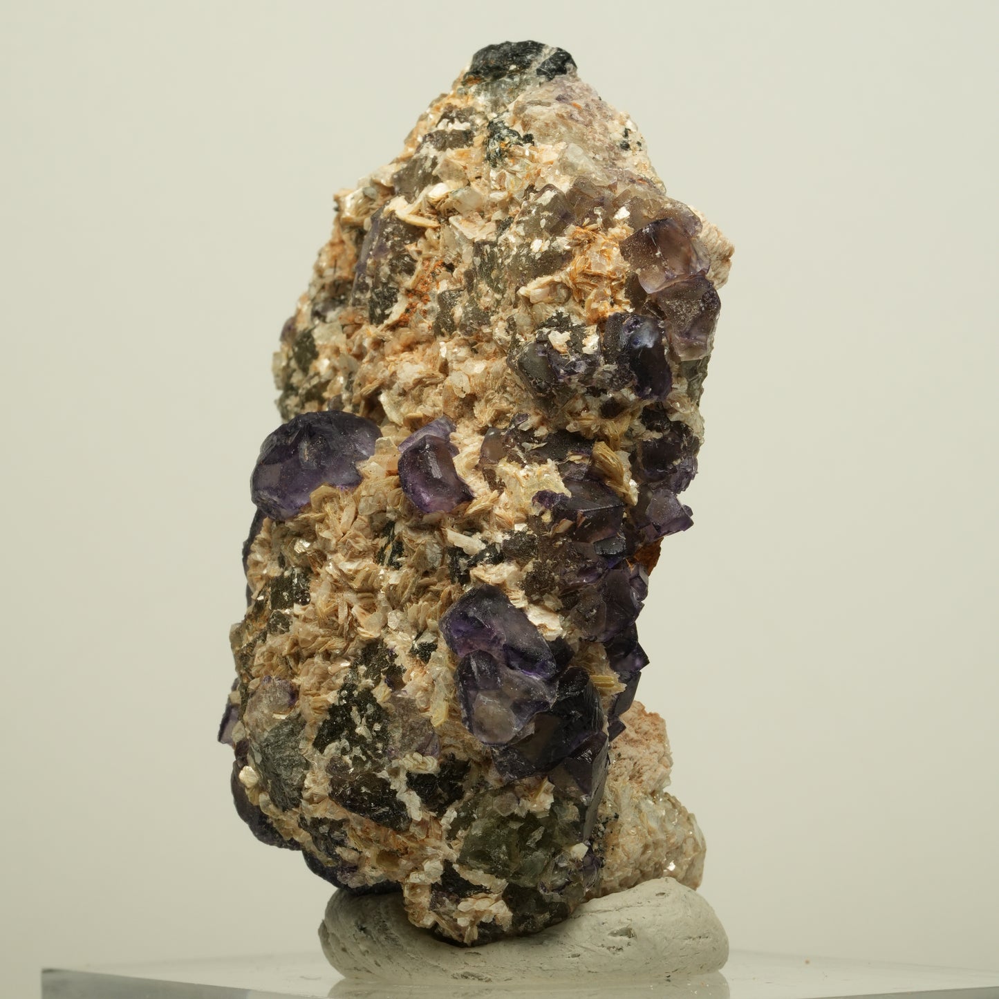 Phantom Fluorit Würfel, Schörl Turmalin, Muskovit, Orthoklas Erongo, Namibia 69*53*35mm #13965