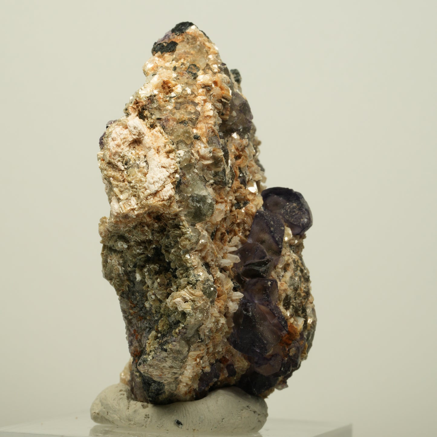 Phantom Fluorit Würfel, Schörl Turmalin, Muskovit, Orthoklas Erongo, Namibia 69*53*35mm #13965