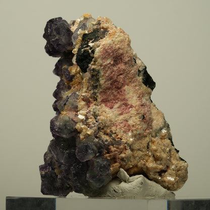 Phantom Fluorit, Schörl Turmalin, Hyalit, Rauchquarz, Muskovit Erongo, Namibia 78*52*52mm #13967