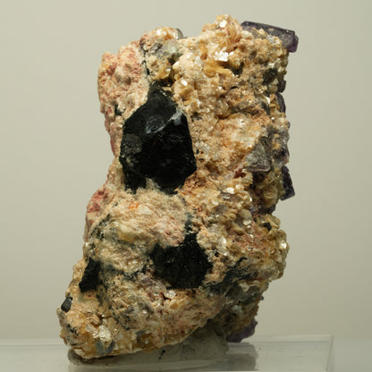 Phantom Fluorit, Schörl Turmalin, Hyalit, Rauchquarz, Muskovit Erongo, Namibia 78*52*52mm #13967