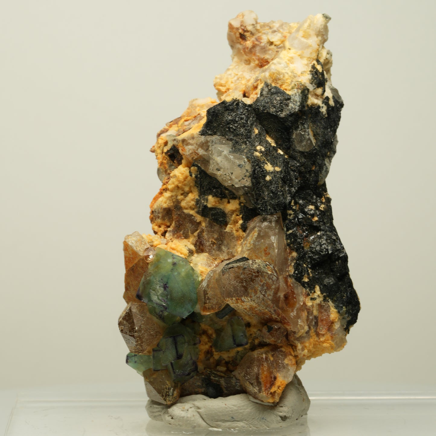 Seltene Phantom Fluorit, Orthoklas, Rauchquarz Stufe Erongo, Namibia 73*41*36mm #13968