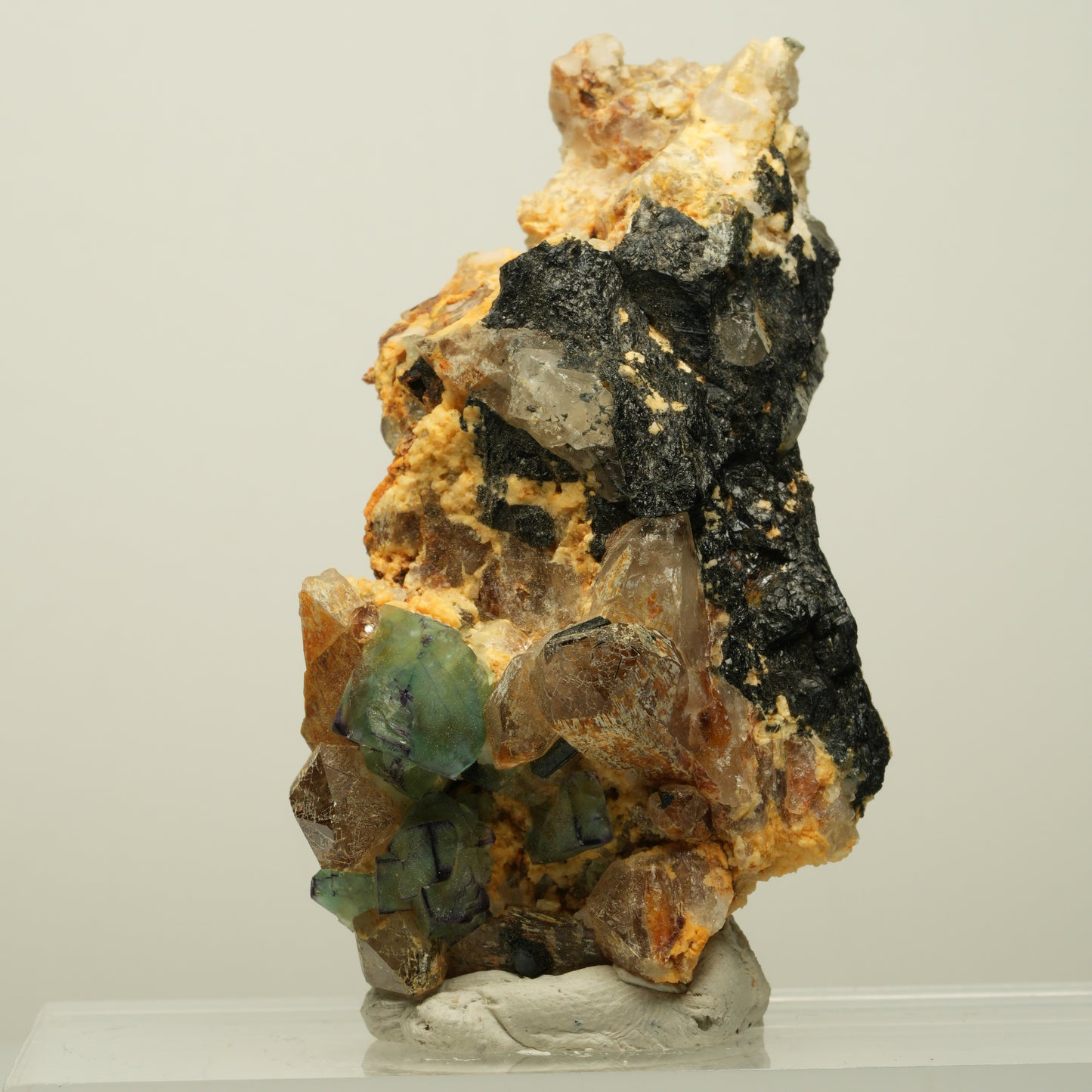 Seltene Phantom Fluorit, Orthoklas, Rauchquarz Stufe Erongo, Namibia 73*41*36mm #13968