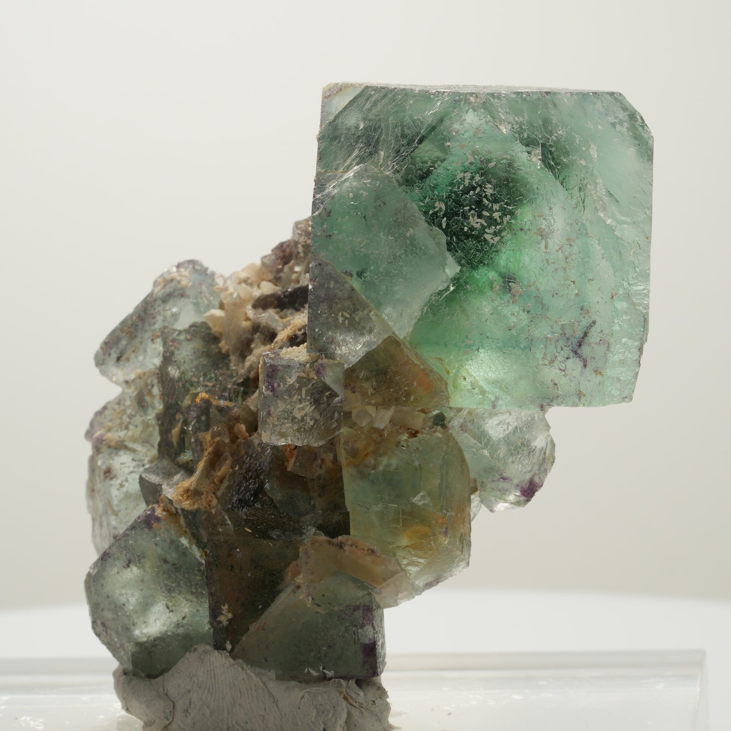 Seltene klare Phantom Fluorit Würfel, Quarz Stufe Okorusu, Namibia 69*41*30mm #13988