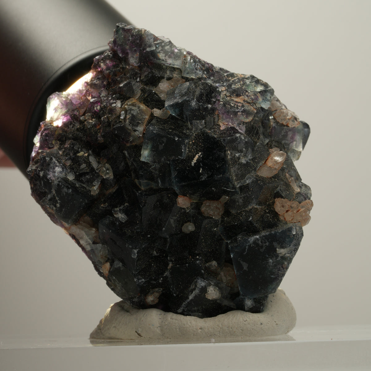 Seltene klare Phantom Fluorit Würfel, Quarz Stufe Okorusu, Namibia 47*42*23mm #13992