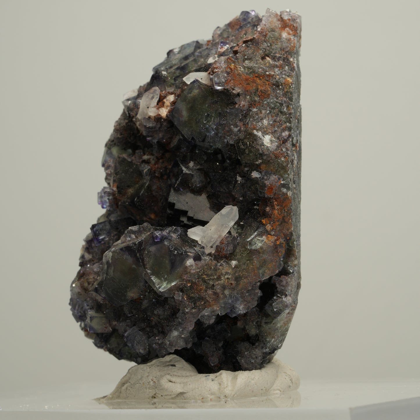 Seltene klare Phantom Fluorit Würfel, Quarz Stufe Okorusu, Namibia 53*35*25mm #13994
