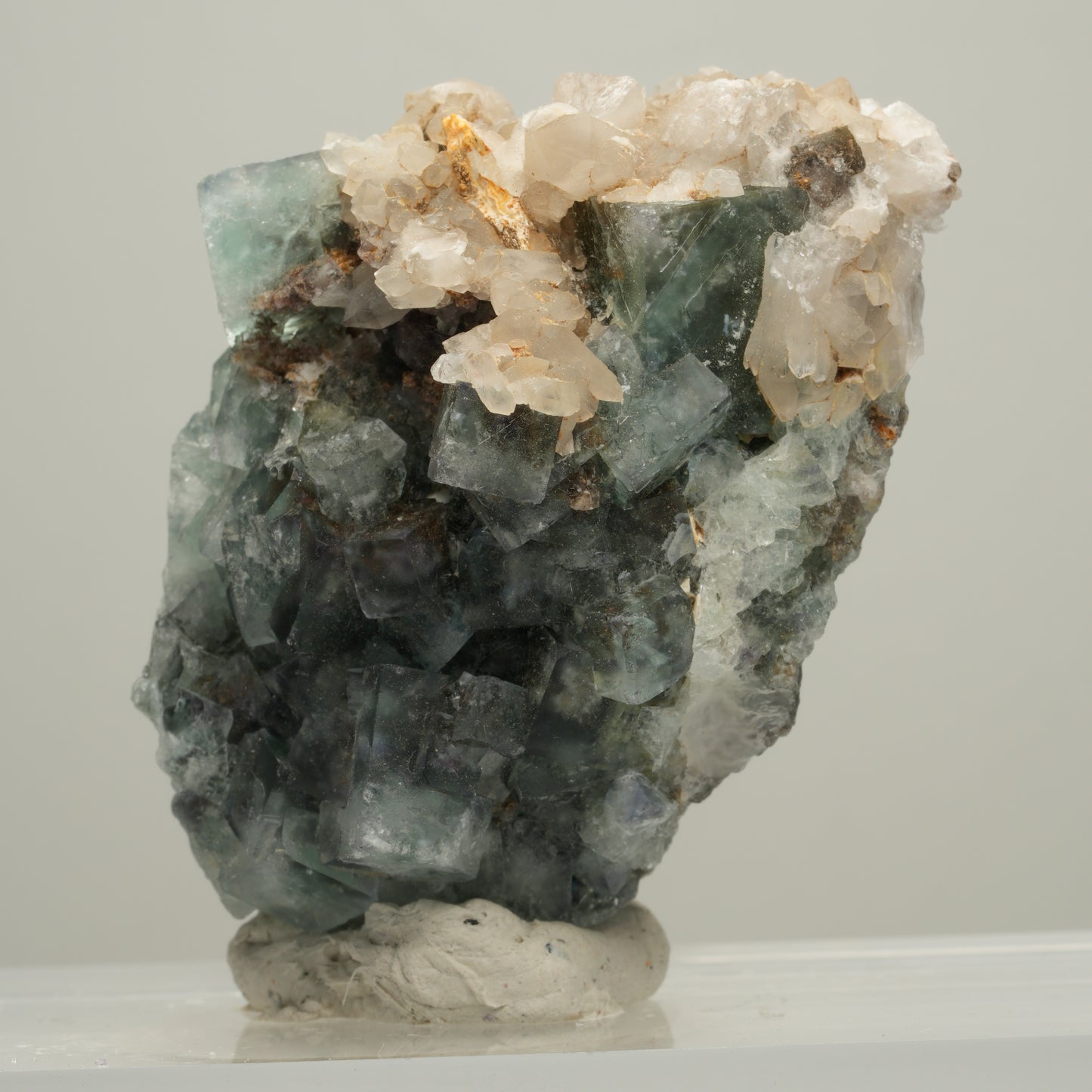 Seltene klare Phantom Fluorit Würfel, Quarz Stufe Okorusu, Namibia 56*40*25mm #13995