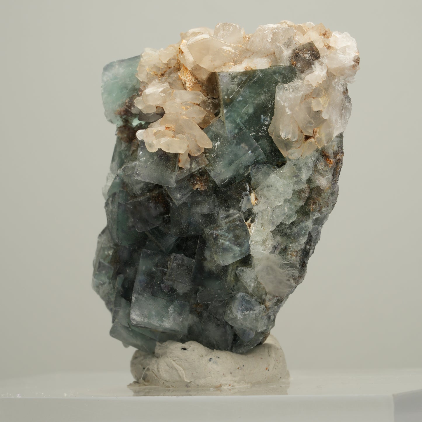 Seltene klare Phantom Fluorit Würfel, Quarz Stufe Okorusu, Namibia 56*40*25mm #13995