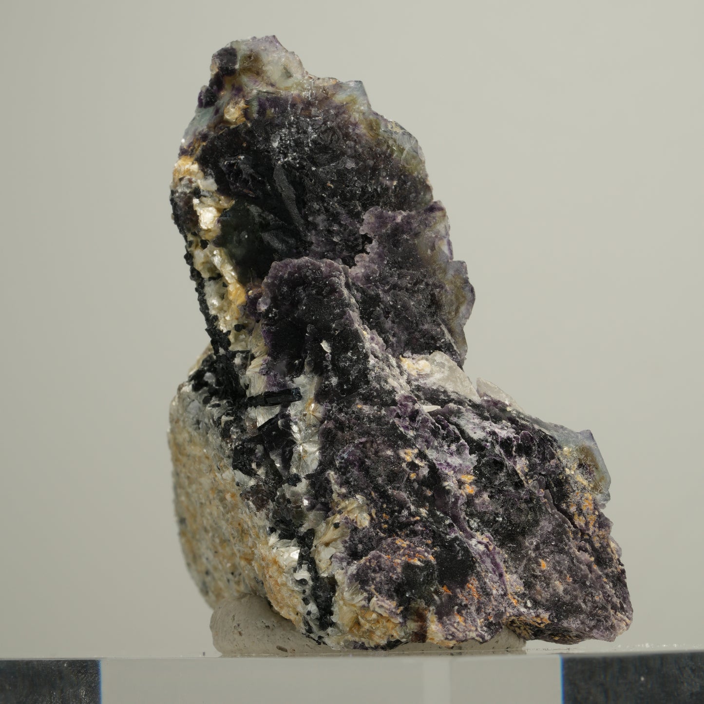 Bunte Phantom Fluorit Würfel, Schörl Turmalin, Muskovit Erongo, Namibia 61*56*30mm #13998