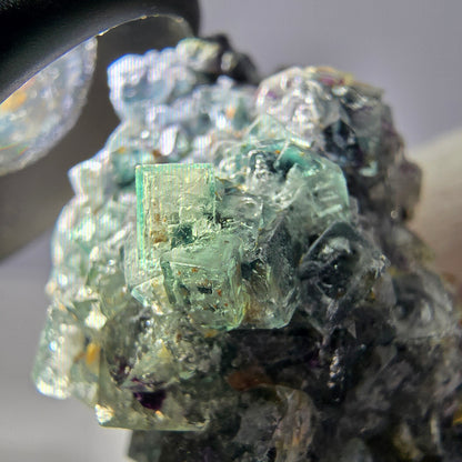Cube de fluorite fantôme zonal, spécimen d'orthose, Erongo, Namibie, 61 x 50 x 32 mm 