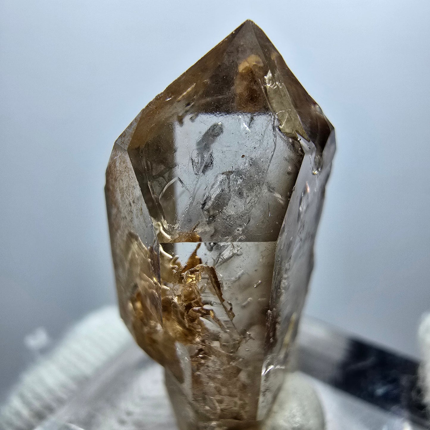 Sceptre Enhydro Phantom Smoky Quartz DT, 1x Bubble Goboboseb, Namibie 28*14*10mm 